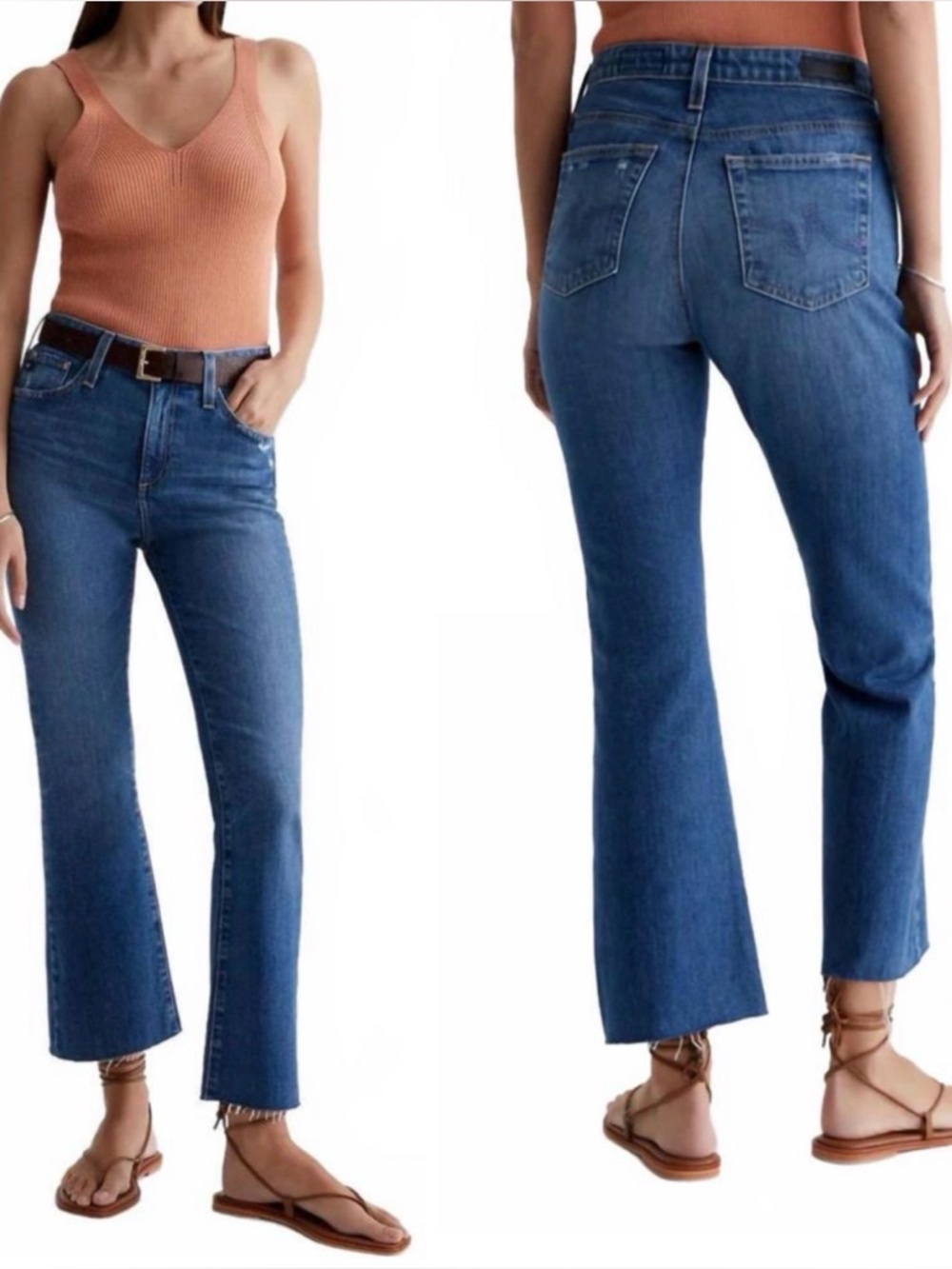 AG JEANS farrah boot crop denim jeans in alibi destructed wash Size 27